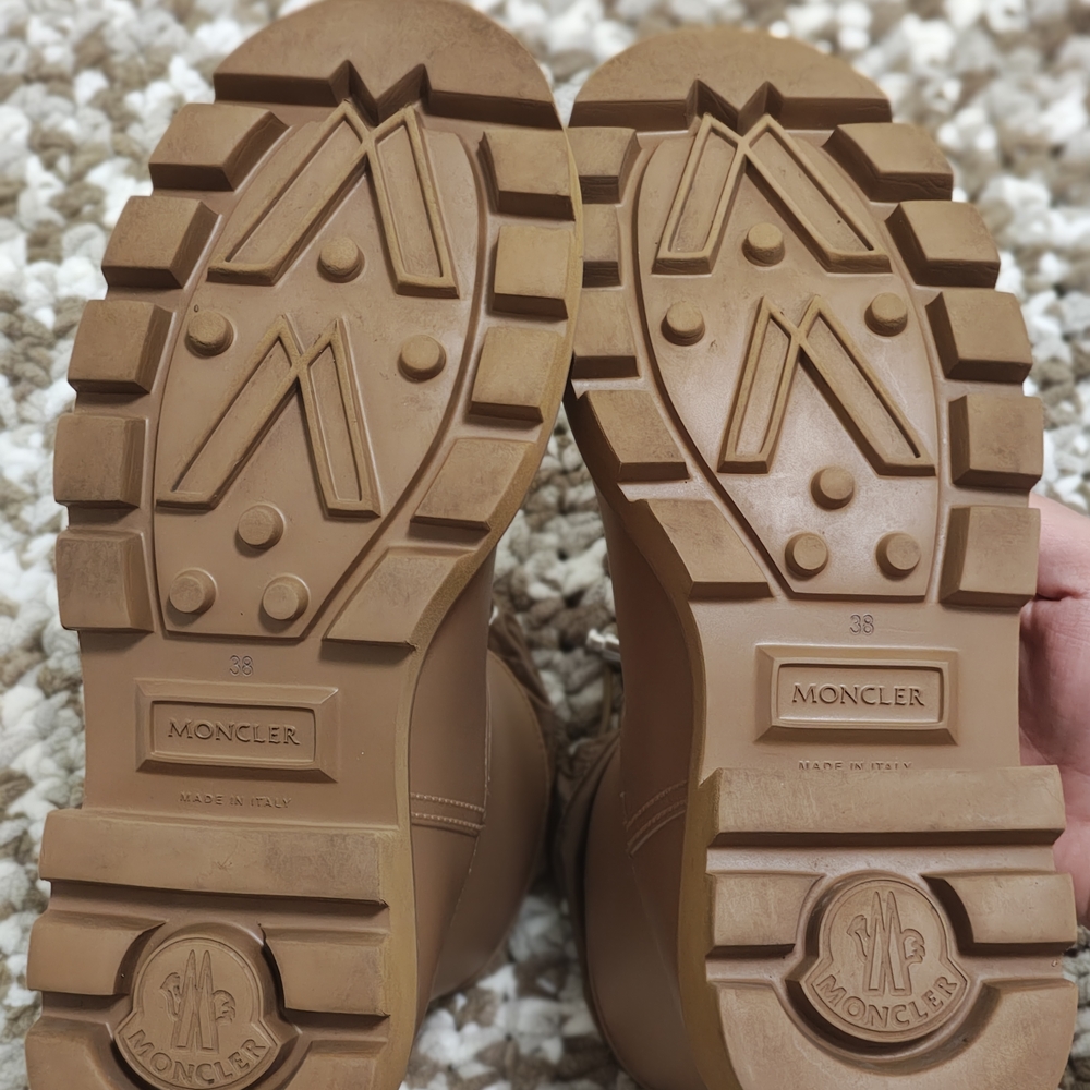 Moncler Brown Rain Boots Lug Sole Size 38 Made in Italy - Picture 8 of 9